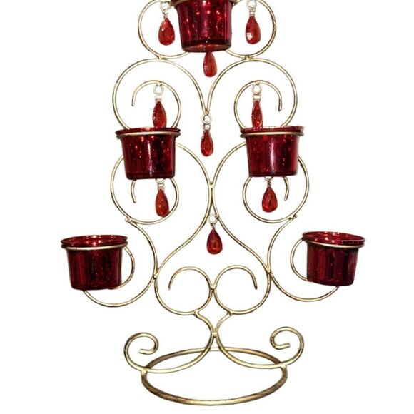 Rustic Metal Christmas Tree Candle Holder - Picture 2 of 9